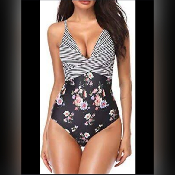 B2prity Costume Intero Monokini Donna - Vintage Collo Alto, Con Volant, Imbottitura Rimovibile E Cinghie Regolabili - Taglie S-XXL